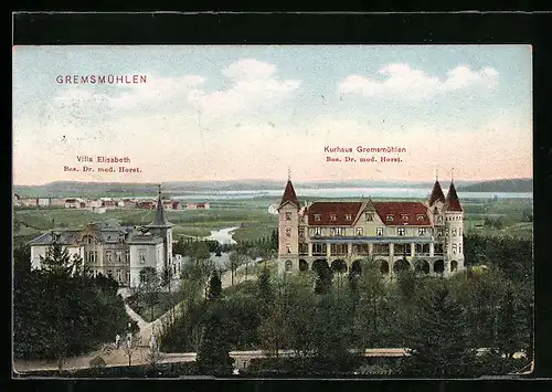 AK Gremsmühlen, Villa Elisabeth und Kurhaus Gremsmühlen