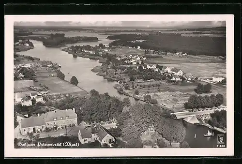 AK Prierosbrück /Mark, Fliegeraufnahme vom Gasthaus und Ort