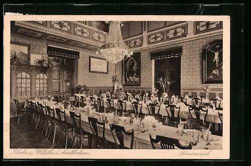 AK Adelholzen, Kurhaus Wildbad, Innenansicht des Speisesaales