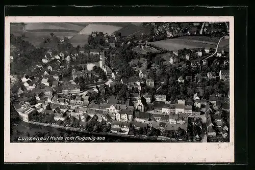 AK Lunzenau /Mulde, Fliegeraufnahme vom Ort