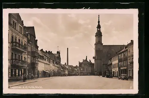 AK Lunzenau a. d. Mulde, Partie am Markt