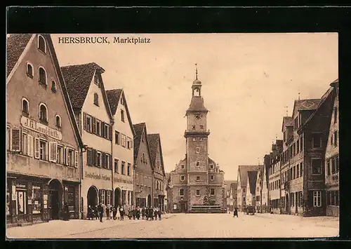 AK Hersbruck, Unterer Marktplatz mit Geschäften