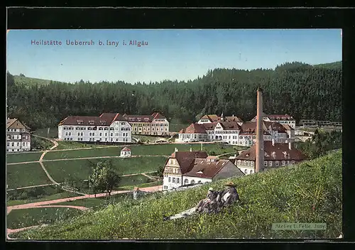 Künstler-AK Eugen Felle: Isny i. Allgäu, Heilstätte Ueberruh mit Parkanlage