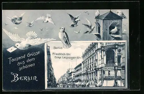 AK Berlin, Friedrich-Strasse, Ecke Leipziger-Strasse mit Café Kerkau