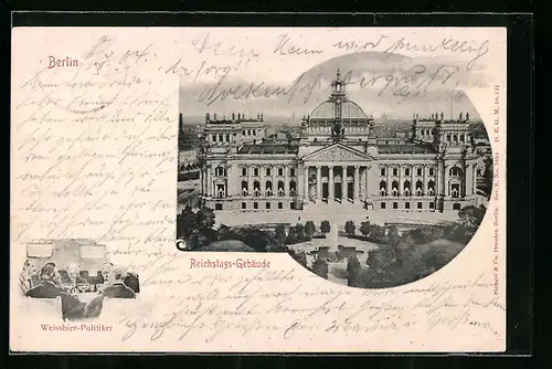 AK Berlin, Reichstags-Gebäude mit Springbrunnen