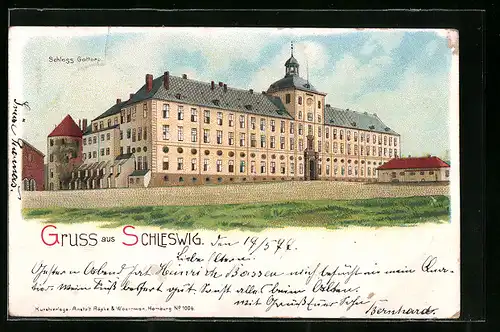 Lithographie Schleswig, Schloss Gottorp