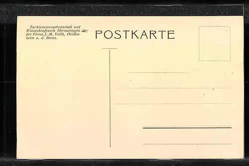 AK Heidenheim a. d. Brenz, Turbinenversuchsanstalt und Wasserkraftwerk Hermaringen der Firma J. M. Voith