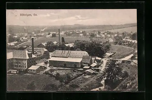 AK Böhrigen /Sa., Ortspartie mit Fabrik