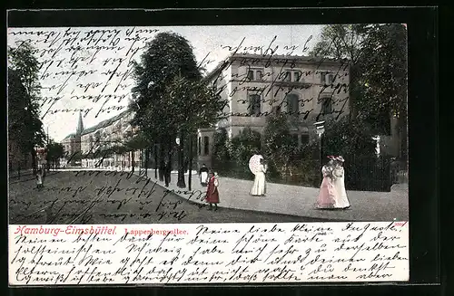 AK Hamburg-Eimsbüttel, Lappenbergsallee mit Passanten