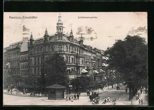 AK Hamburg-Eimsbüttel, Schäferkampsallee mit Restaurant Gambrinus-Halle