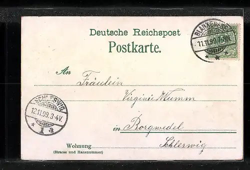 Lithographie Hamburg-Blankenese, Uferpartie mit Booten