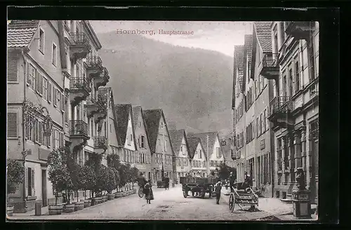 AK Hornberg, Hauptstrasse mit Pferdekutsche