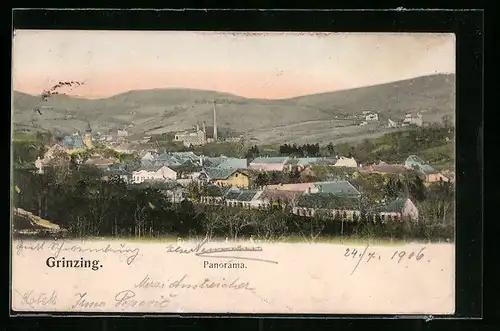 AK Wien-Grinzing, Panorama mit Bergblick