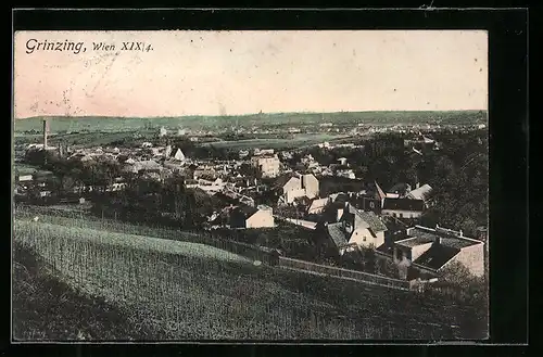 AK Wien-Grinzing, Ortsansicht von einem Feld aus