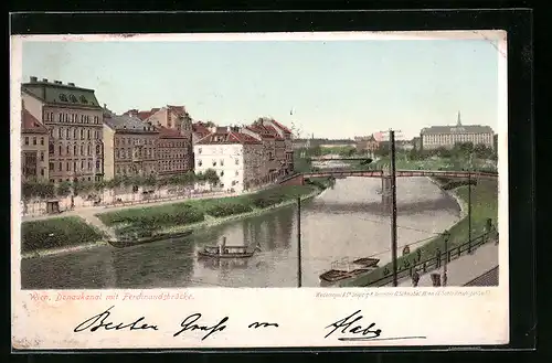 AK Wien, Donaukanal mit Ferdinandbrücke
