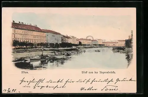 Künstler-AK Wien, Blick von der Aspernbrücke