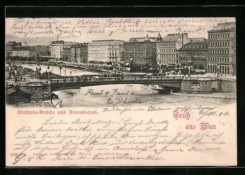 AK Wien, Stefanie-Brücke und Donaukanal