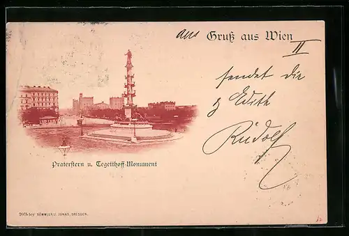AK Wien, Praterstern und Tegetthof-Monument