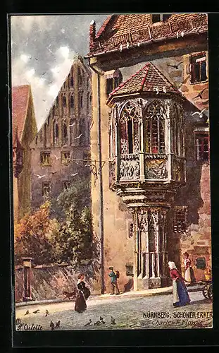 Künstler-AK Charles F. Flower: Nürnberg, Schöner Erker