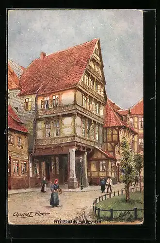 Künstler-AK Charles F. Flower: Hildesheim, Das Pfeilerhaus