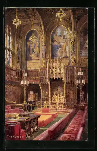 Künstler-AK Charles F. Flower: London, Houses of Parliament, The House of Lords
