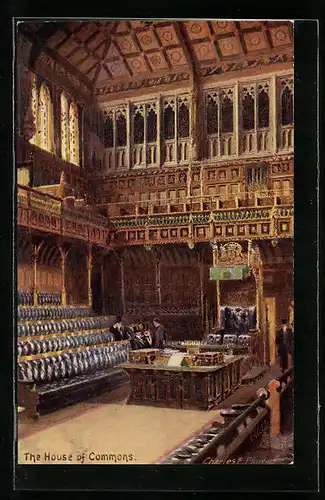 Künstler-AK Charles F. Flower: London, Houses of Parliament, The House of Commons