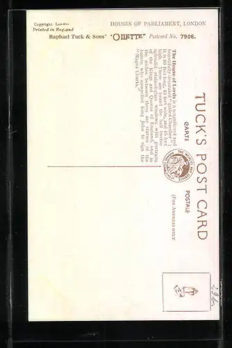 Künstler-AK Charles F. Flower: London, The House of Lords