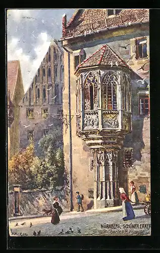 Künstler-AK Charles F. Flower: Nürnberg, Schöner Erker