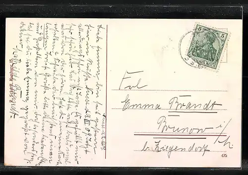 AK Nusse, Strassenpartie mit Gebäudeansicht