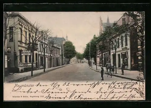 AK Neumünster, Strasse Kuhberg am Gasthaus Reichskeller