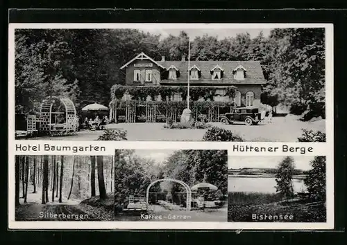 AK Eckernförde, Hotel Baumgarten Hüttener Berge, Cafe-Garten, Silberbergen
