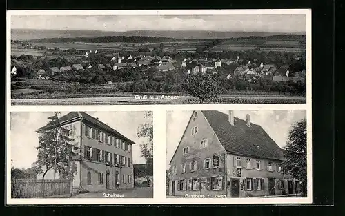 AK Asbach i. Baden, Gasthaus zum Löwen, Schulhaus, Teilansicht