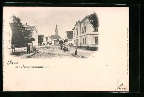 AK Schwabmünchen, Strassenpartie im Ortskern