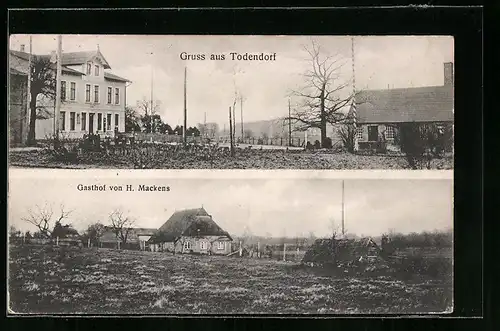 AK Todendorf, Gasthof von H. Mackens, Ortspartie