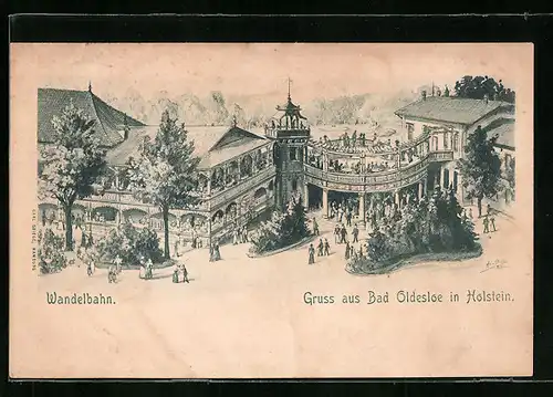 Lithographie Bad Oldesloe, Partie der Wandelbahn