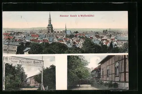 AK Wolfenbüttel, Restaurant zum Atzumer Busch, Totalansicht aus der Vogelschau
