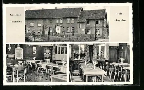 AK Woltwiesche, Gasthaus Brandes mit Innenansichten