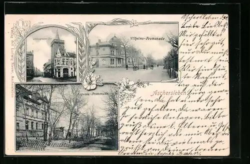 AK Aschersleben, Liebenwahnsches Tor, Wilhelms-Promenade und Augusta-Promenade