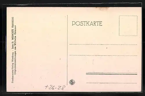 Steindruck-AK Nordheim a. M., Ortsansicht mit Flusspartie