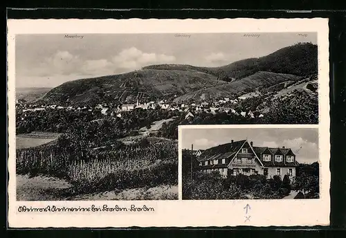AK Neuweier bei Baden-Baden, Gasthaus zum Rebstock, Totalansicht mit Mauerberg, Gänsberg, Altenberg und Yburg