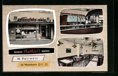 AK Mannheim, Jugoslawisches Restaurant Fresskist`l in der Fressgasse 22