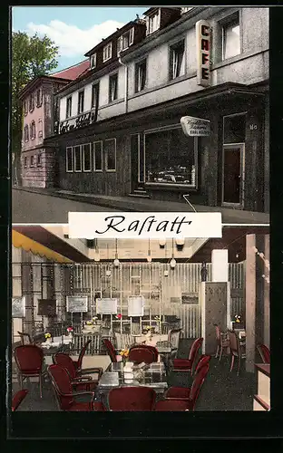 AK Rastatt in Baden, Cafe am Schloss in der Herrenstrasse 16b