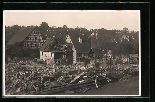 Foto-AK Öschelbronn b. Niefern, Folgen des Stadtbrandes, ca. 1933