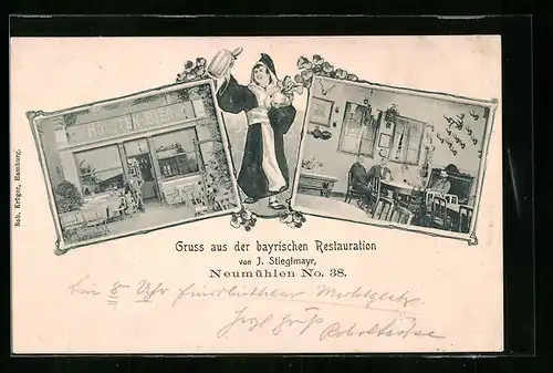 AK Hamburg, Bayerisches Restaurant Neumühlen, J. Stieglmayer