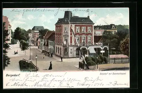 AK Hamburg-Bergedorf, Bahnhof mit Bahnhofshotel