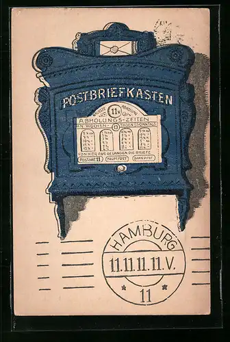AK Hamburg, Postbriefkasten, Kurioses Datum 11.11.1911, Postamt 11
