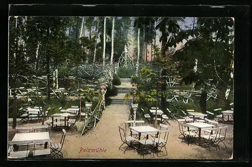 AK Siegmar, Gasthaus Pelzmühle, Blick über die Terrasse