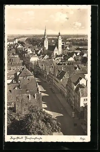 AK Ingolstadt, Theresienstrasse aus der Vogelschau