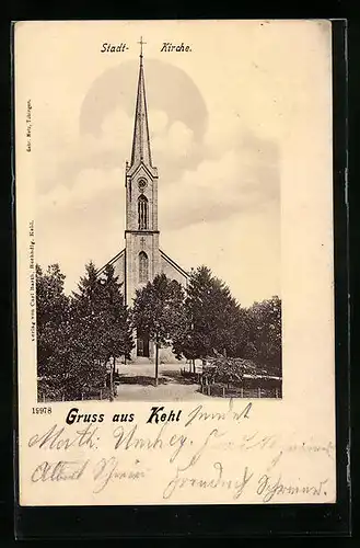 AK Kehl, Vorderansicht der Stadt-Kirche