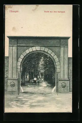 AK Husum, Partie aus dem Stadtpark